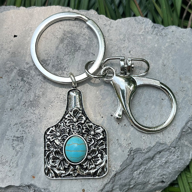 Ethnic Style Cactus Alloy Inlay Turquoise Unisex Bag Pendant Keychain display picture 3