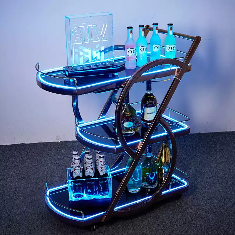 Bar ktv carro de vino luminoso carro de pastel de cumpleaños carro de comida de vino de noche LED carro de vino