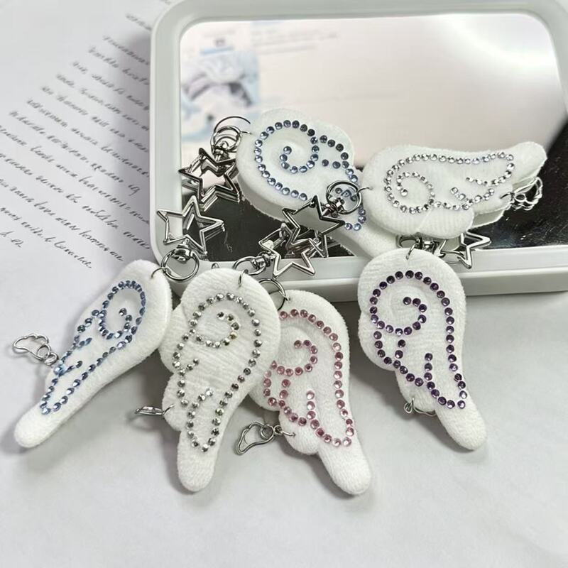Cross-Border Fabric Wings with Rhinestones, Millennium Style, Vintage Y2K, Japanese Keychain, Angel Wings Bag Pendant, Ins Style