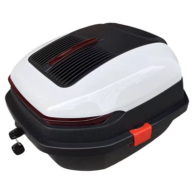 Motorcycle trunk large capacity tram battery car electric car rear backrest tail box extra large storage box anti-shake (Motorcycle trunk) - white-large