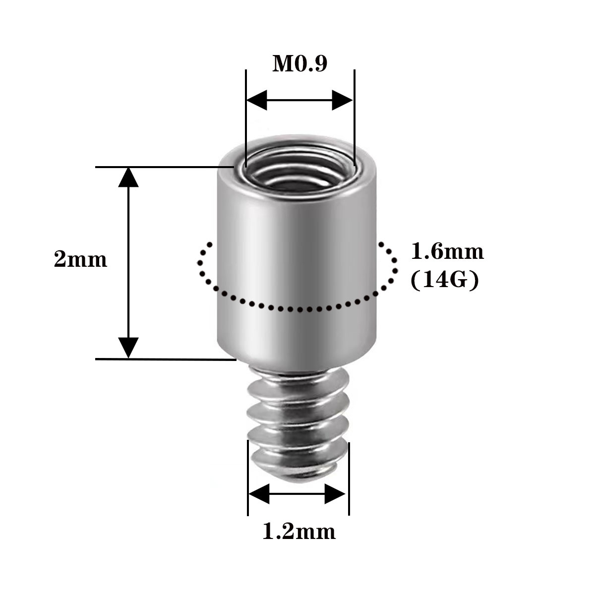 G23 Titanium 2mm Extension Rod for F136 Titanium Internally Threaded Lip, Ear, Navel Piercing Accessories detail image 12