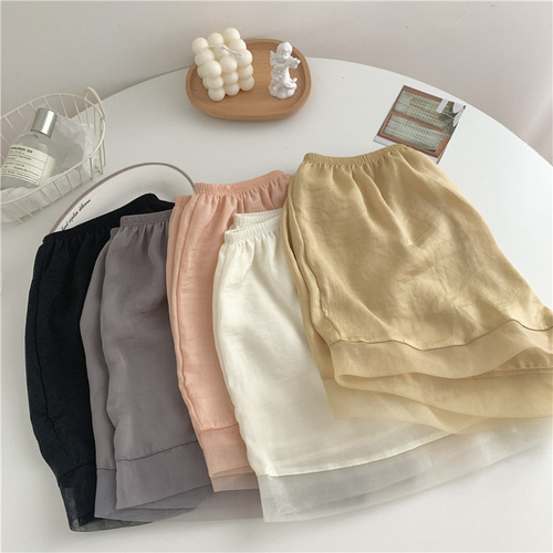 日系薄纱蕾丝安全裤女外穿夏季薄家居打底裤宽松无痕冰丝防走光裤