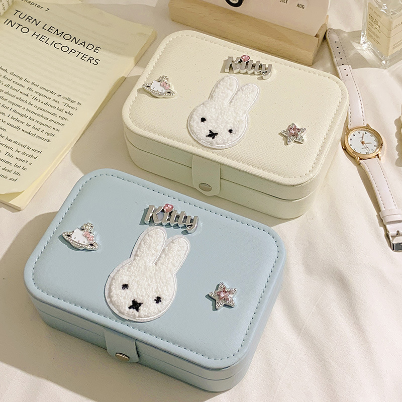 Miffy conejo caja de joyería pendientes anillo collar joyería caja de joyería de gran capacidad dibujos animados portátiles de alto nivel lindo