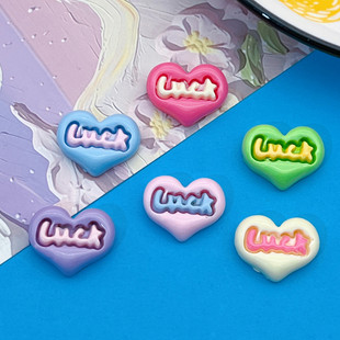 Bright face love plate LUCK hair clip hair rope mobile phone case DIY refrigerator handmade material resin accessories