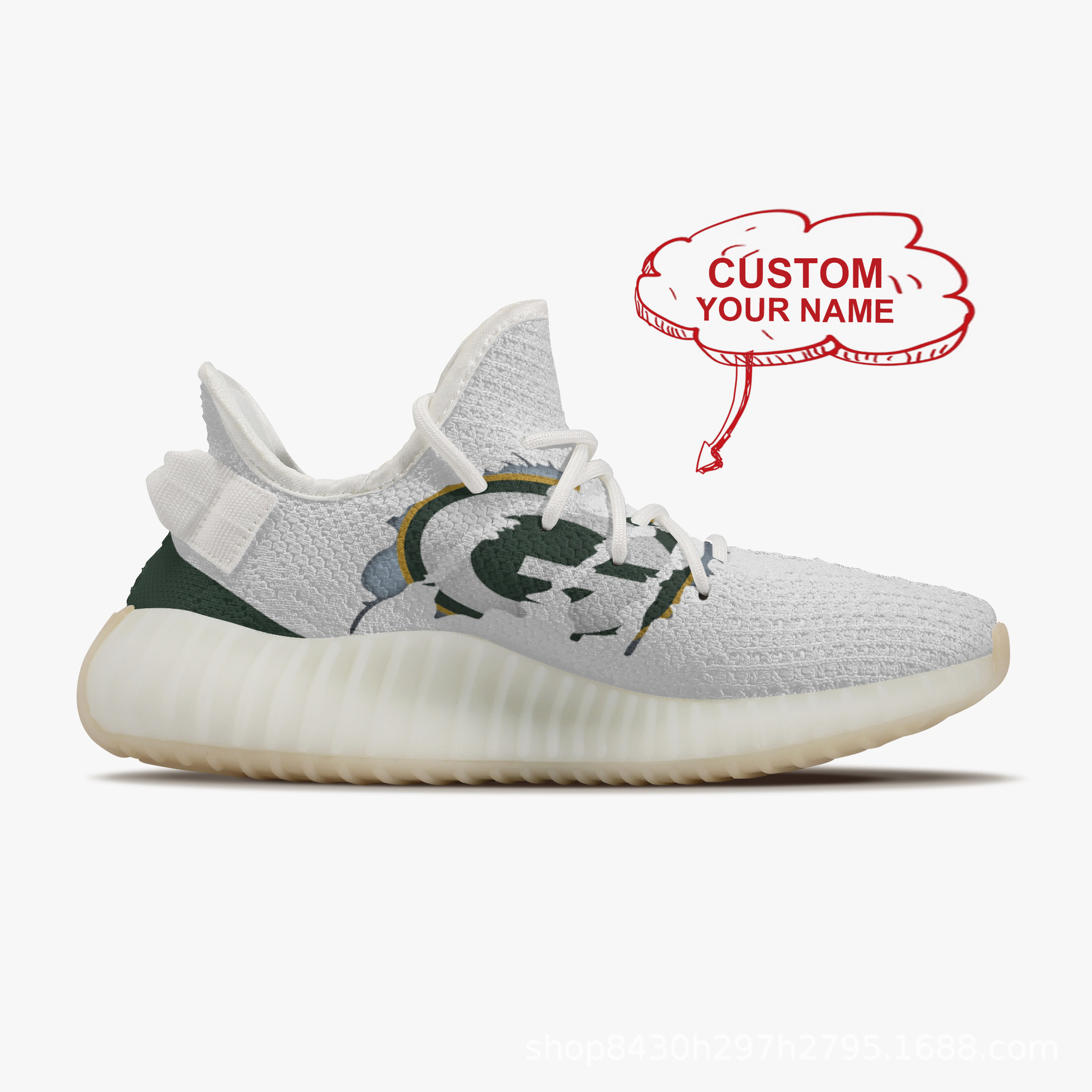 跨境3D印花情侣款椰子运动鞋透气网面飞织鞋来图定 制一件代发