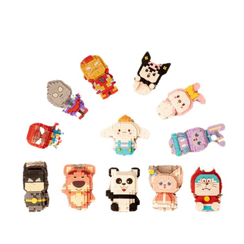 Compatible LEGO Micro Particles Blind Box Cartoon Figure Building Block Puzzle Assembly Toy Shelf Decor Gift