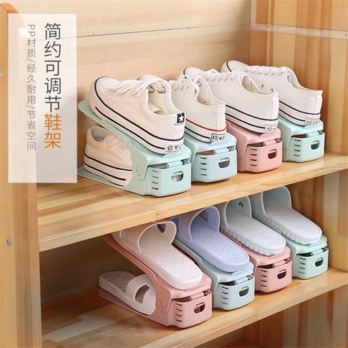 Adjustable double-layer shoe rack household plastic dustproof storage shoe rack shoe storage rack shoe bracket manufacturer