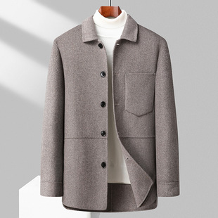 Autumn and winter men's light luxury simple business wool woolen coat extra large lapel single-breasted woolen coat