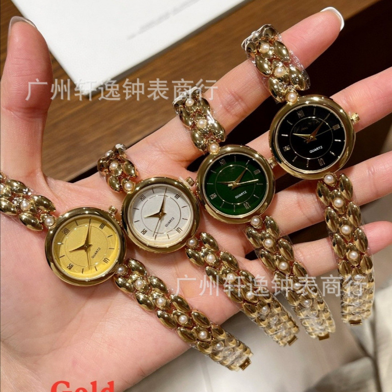 时尚代发女款小香风小表盘珍珠女款链条小巧石英女士INS腕表女批