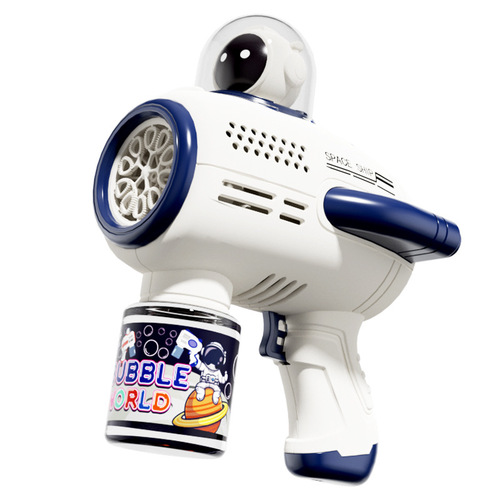 Bubble Machine Space Astronaut Bubble Gun Fully Automatic Gatling 10-Hole Electric with Lights Children's Stool Toy