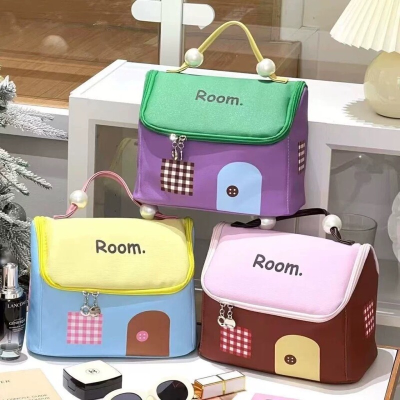 Dopamine Small House Makeup Bag for Women, Large Capacity Partitioned Handbag, Waterproof Storage Bag, Travel Portable Storage Pouch Dopamine Small House Makeup Bag for Women, Large Capacity Partitioned Handbag, Waterproof Storage Bag, Travel Portable Storage Pouch