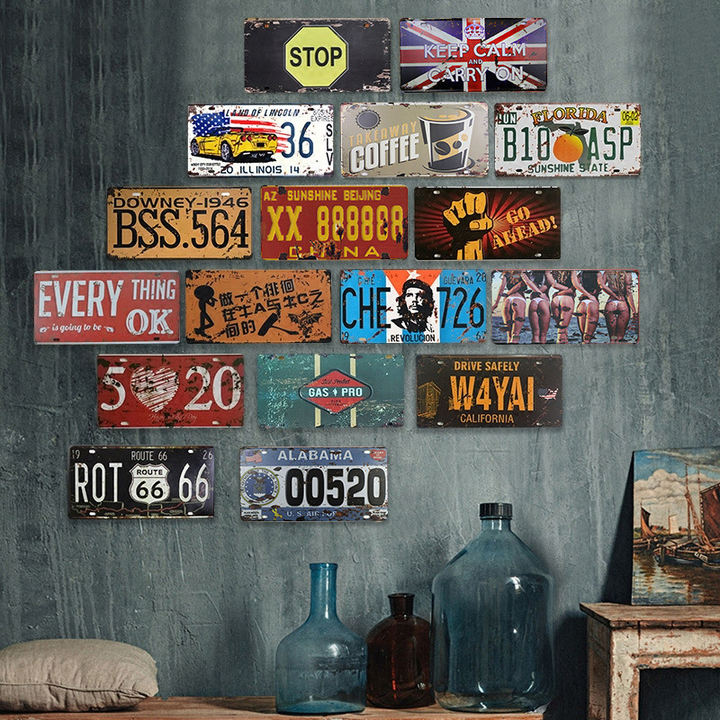 Jit Drop Shipping Retro License Plate Tin Painting Personalized Bedroom Wall Pendant Creative Bar Hotel Wall Hanging Room Jit Drop Shipping Retro License Plate Tin Painting Personalized Bedroom Wall Pendant Creative Bar Hotel Wall Hanging Room