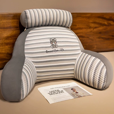 Suitable for headboard cushions, large backrests, waist and neck support, elderly bed backrest cushions, soft cushions, sofa lumbar support (Multi-function pad) - medium-size-6545cm-recommended-for-office-lumbar-support-gray-cat-with-removable-and-washable-inner-lining