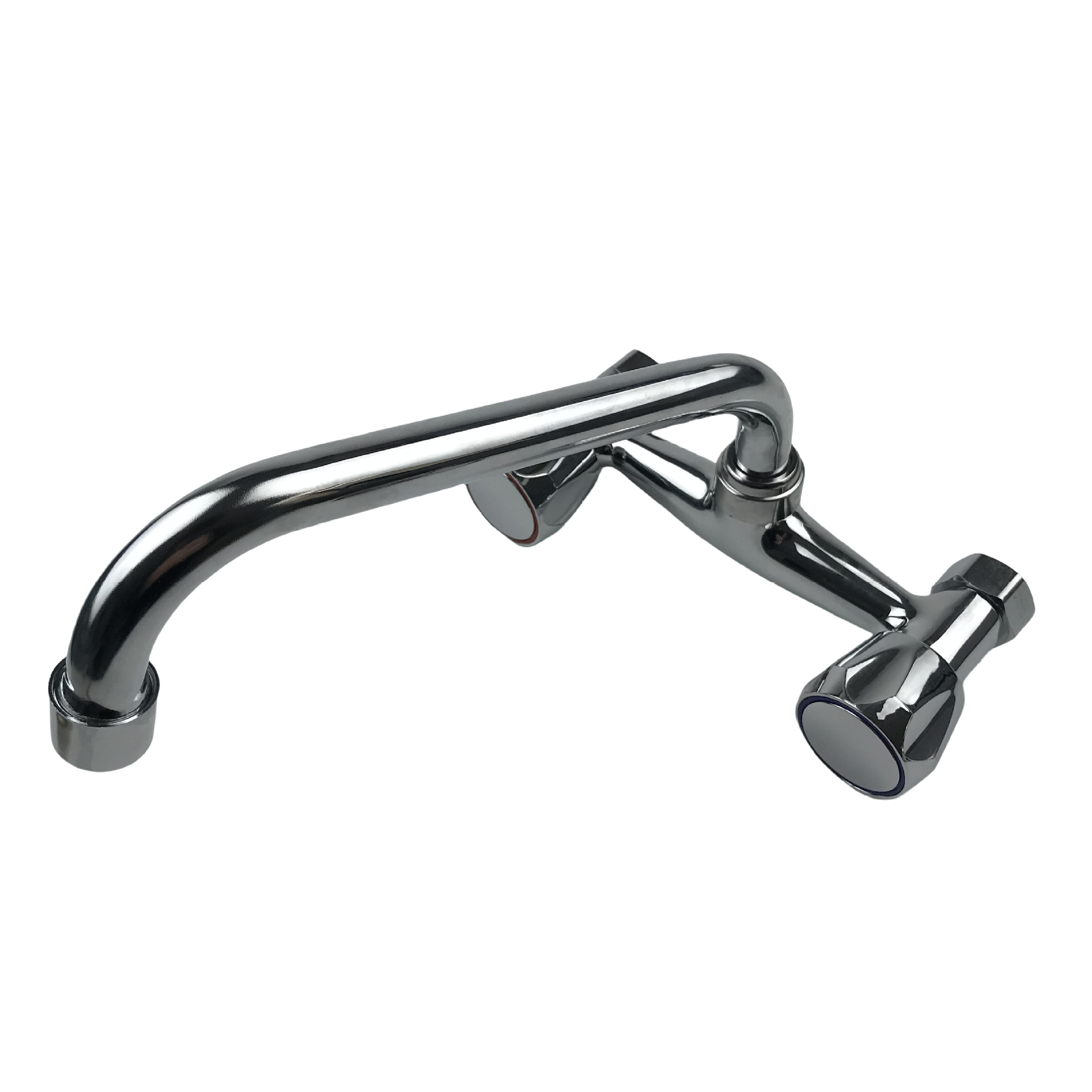 Cocina de doble orificio lavavajillas balcón lavavajillas lavabos grifos de aleación de zinc en la pared grifos calientes y fríos