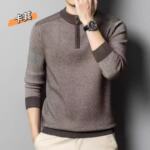 老爷c*男士加厚毛衣半高领拉链领羊毛衫