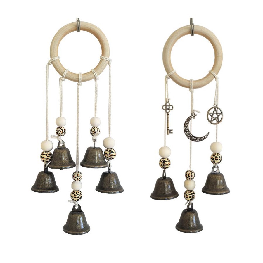 Bell Protection Door Handle Hanging Rattan Witch Blessing Crystal Wind Chime Home Room Decoration_voghion.com