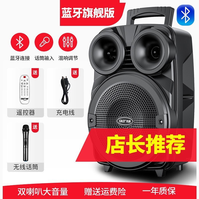 Xianke SAST V98 屋外スクエアダンスポータブルオーディオ 8inch モバイルポータブルワイヤレスマイク Bluetooth|undefined