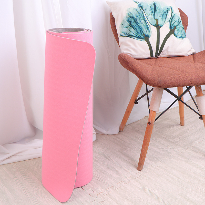 Tpe estudio de yoga de dos colores de doble capa estera de yoga gruesa antideslizante para principiantes 6mm estera de baile de fitness insonorizada para el hogar