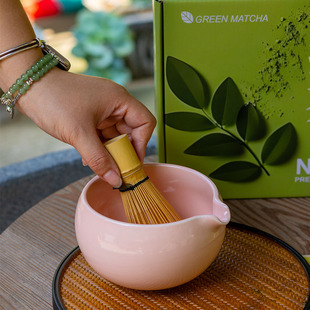 Matcha Bowl Whisk Set with Ceramic Tea Whisk and Japanese Bamboo Matcha Brush