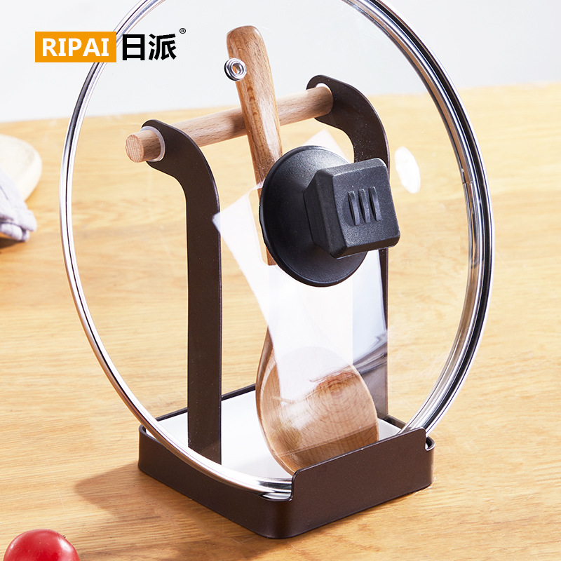Estilo japonés hierro multi-funcional vajilla rack hogar drenaje olla cubierta estante espátula olla cubierta rack cocina mesa de almacenamiento rack