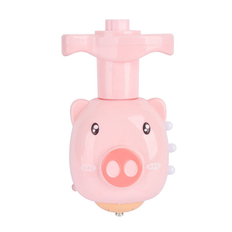 Spinning Piggy Top Colorful Flash Outdoor Music Cartoon Electric Children's Nostalgia Toy Gift for Boys and Girls