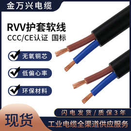 金万兴国标电源线RVV 2*2.5平方铜芯黑色PVC护套软线2芯电线电缆
