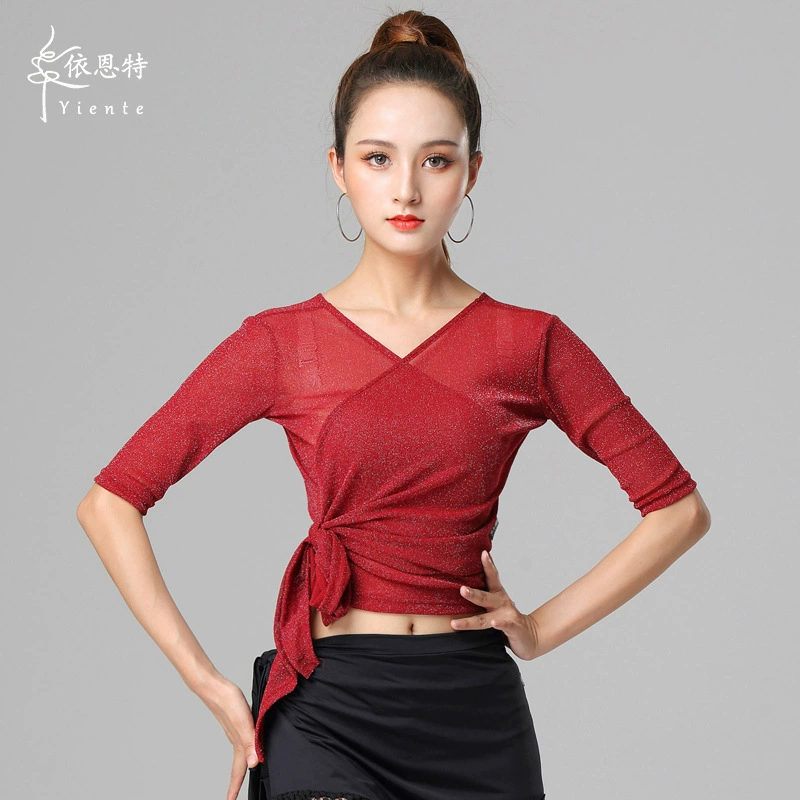 Одежда для латинских танцев Топ для взрослых женщин Новая одежда для латинских танцев Одежда для тренировок Национальный стандарт Танцевальная современная одежда Одежда для танцевальных тренировок