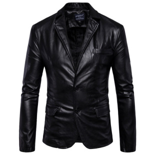 Autumn New Casual Suit Jacket plus size Men's Leather Suit Youth Slim Fit Motorcycle Lapel PU Leather Jacket