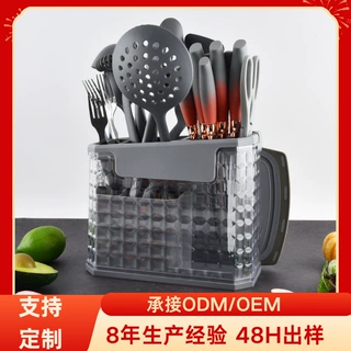厂家定制轻奢尼龙厨具收纳套装21件套不粘锅专用厨房烹饪刀具组合