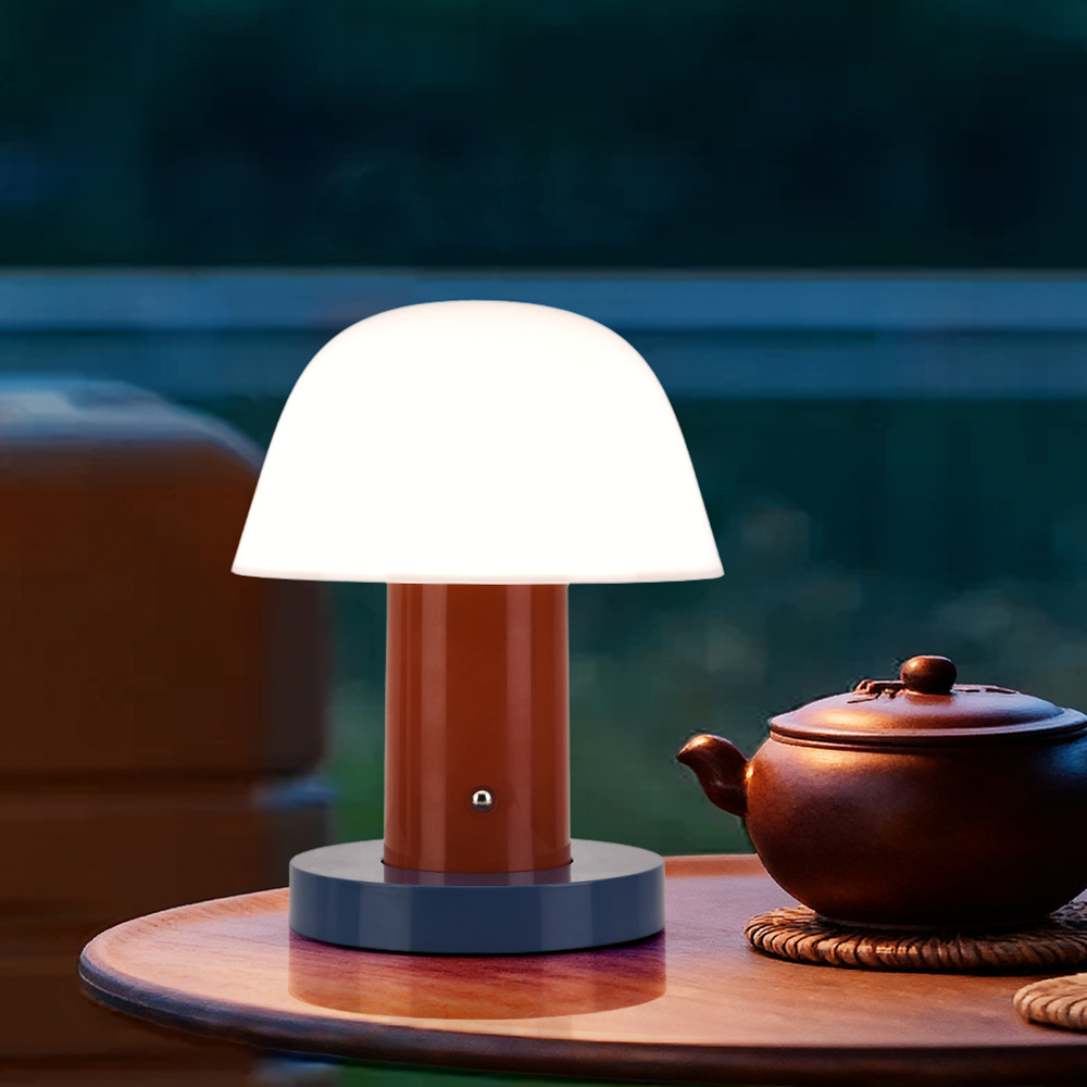 Danish Designer Mushroom Table Lamp Light Luxury Rechargeable Table Lamp Nordic Wireless Touch Medieval Retro Bedroom Bedside Lamp