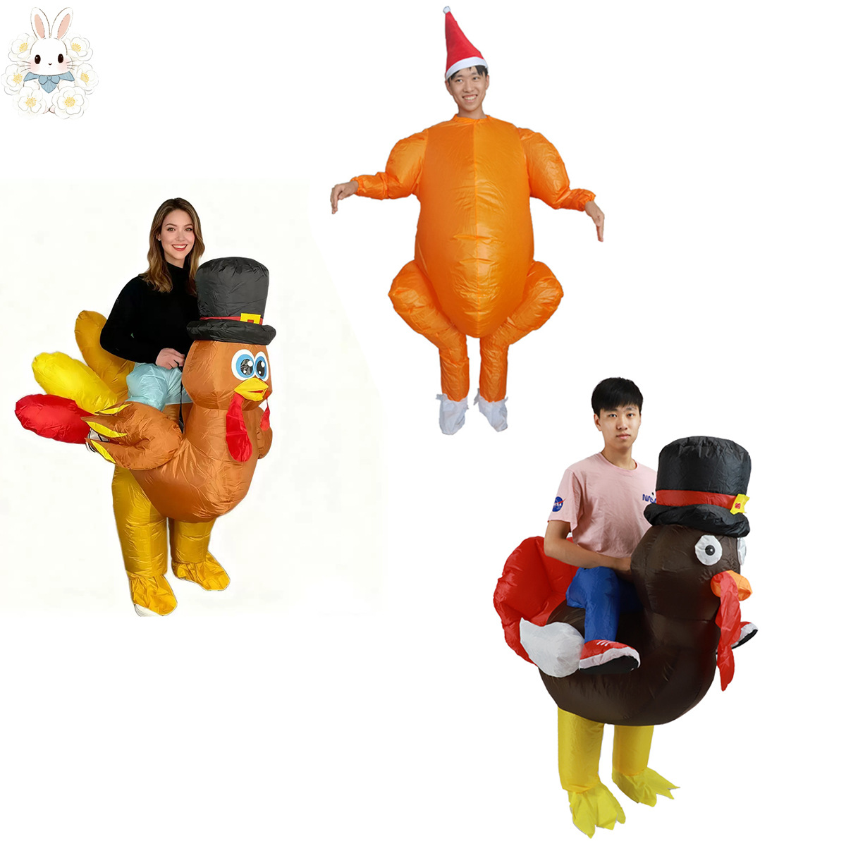 亚马逊跨境热卖感恩节节日排队化妆表演道具cos搞怪火鸡充气服