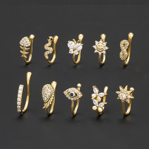 Amazon's best-selling new nose ornaments European style popular non-perforated nose clip personalized fashion copper inlaid zircon nose ornaments wholesale