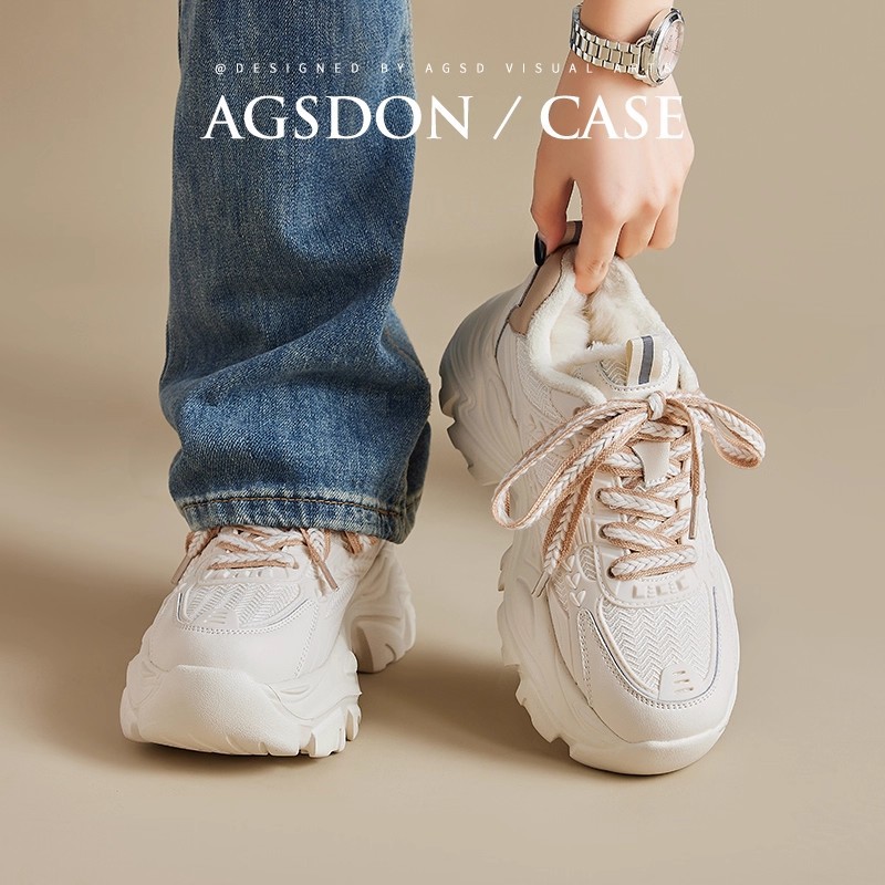 Augu Shi Deng Zapatos Padres Mujeres 2025 nuevo invierno de vello botas de nieve gruesas zapatos deportivos de algodón casuales con suela gruesa