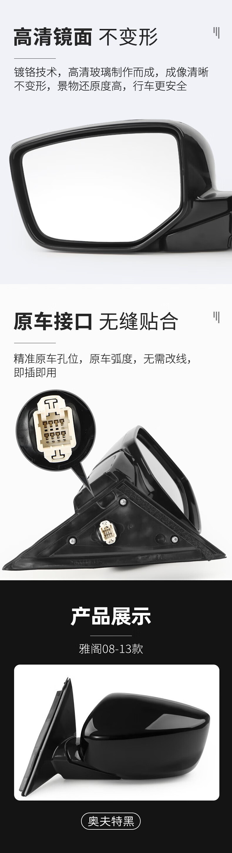 Suitable for 08-17 Honda 8th generation Accord rearview mirror assembly, folding type, left and right