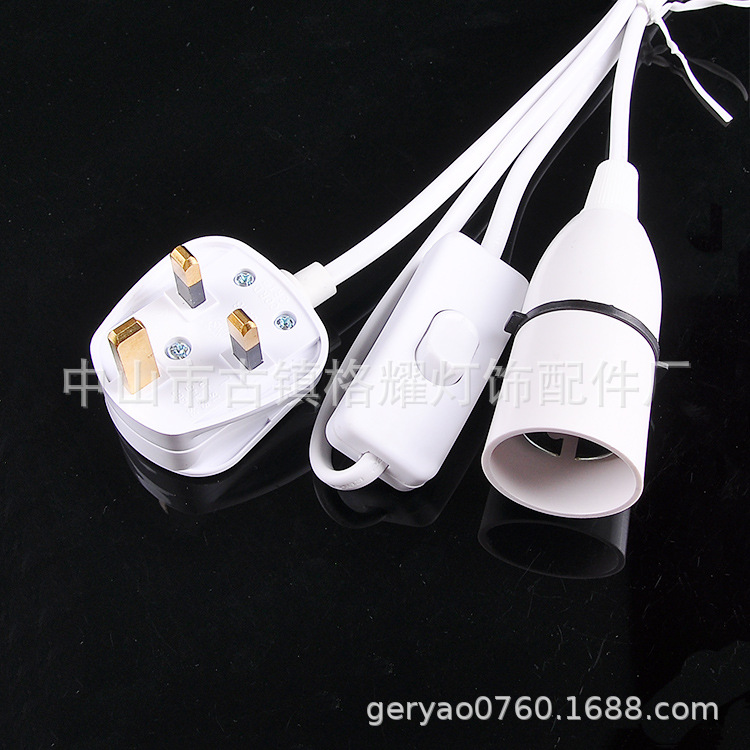 【工厂热销】英国BS认证插头两芯扁线B22喇叭灯头电线组件不带开