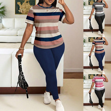 独立站亚马逊2025欧美跨境女装外贸休闲运动舒适休闲短袖长裤套装