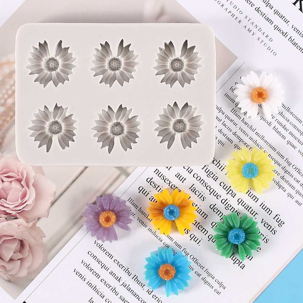 雏菊樱花太阳花造型液态硅胶模具 DIY翻糖蛋糕装饰巧克力黏土模具