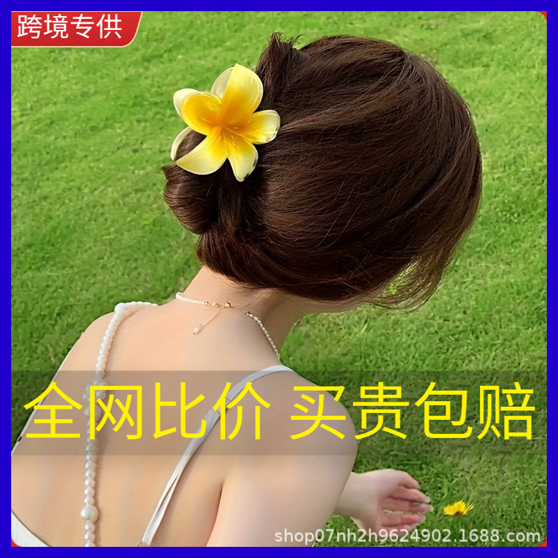 クロスボーダーネットセレブプルメリアヘアピンセット後頭部半分結び花グリッパーシャーククリップシーサイドヘアピン|undefined