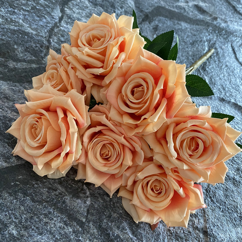 7-cabeza amante gran cuerno Rosa manejar manojo Boda boda decoración del hogar artificial flor falsa foto apoyos Rosa ramo