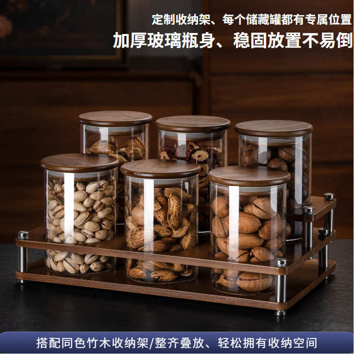 Tanque de almacenamiento de sellado de cocina tanque de almacenamiento de vidrio de gran capacidad tanque de almacenamiento de granos de nueces