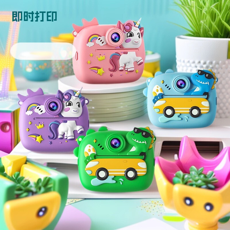 Cross-border best-selling children's instant print camera, high-definition dual-camera photo camera, instant print toy, available for dropshipping