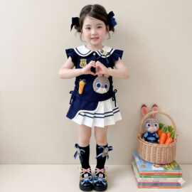 女童连衣裙夏2026新款洋气儿童朱迪裙子夏季衣服女孩jk套装背心裙