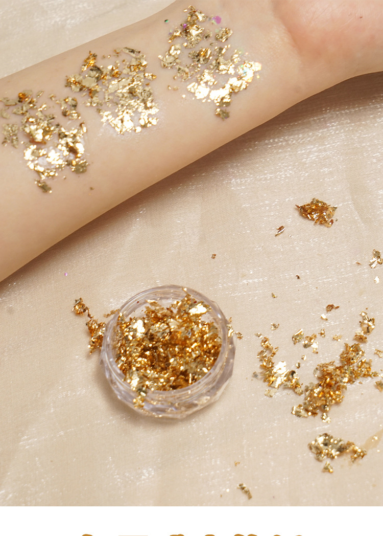 Gold Foil Nail Art Jewelry Gold Foil Fragments Internet Popular Nail Polish Glue Decorative Sticker Sequin E-commerce Cross-border