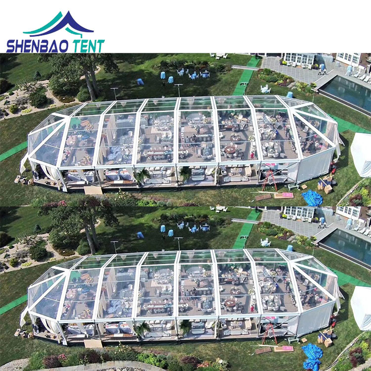 户外活动全透明PVC阳光房 铝合金骨架婚礼宴会活动人字顶篷房