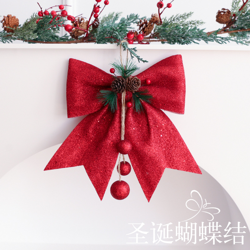 Christmas props wholesale, 3D shape wall hanging decorations, bow Christmas tree ornaments, decorative supplies