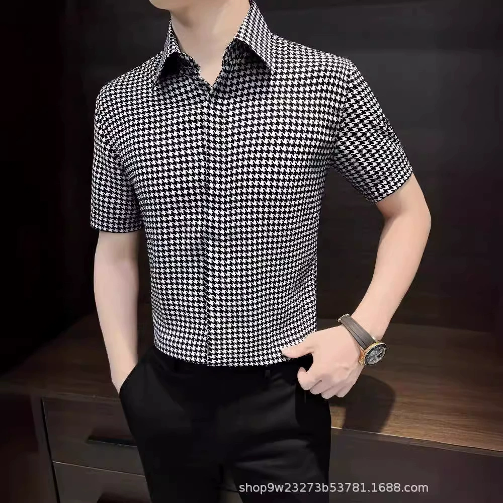 Летняя модная рубашка, для подростков, премиум, slim fit