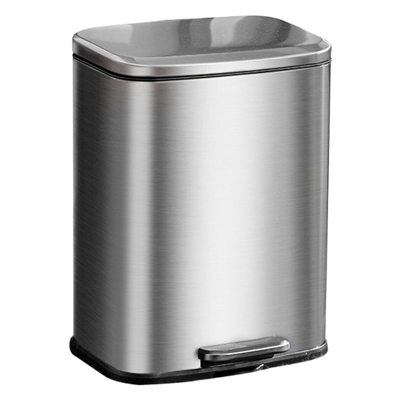 Cubo de basura rectangular de acero inoxidable, diseño moderno y silencioso, pedal de apertura lenta, ideal para hogar o invitados