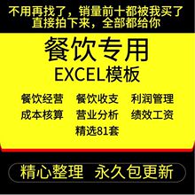 开收支经营饮成本81表格套餐利润餐饮店分析专用Excel模板