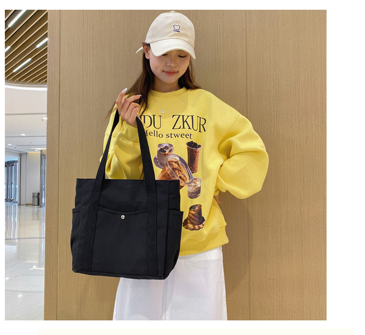 New canvas bag for women, ins forest style single-shoulder bag, large capacity for books, student commuting bag for classes, hand-held cloth bag undefined