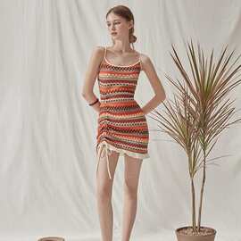 新款复古法式气质条纹长裙分体泳衣女性感设计感短裙高级分体泳装